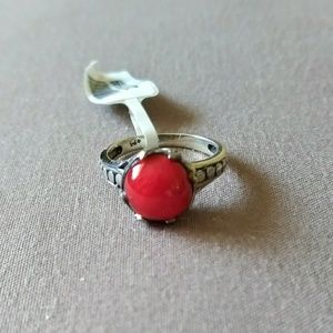 Sterling Silver Coral Ring
